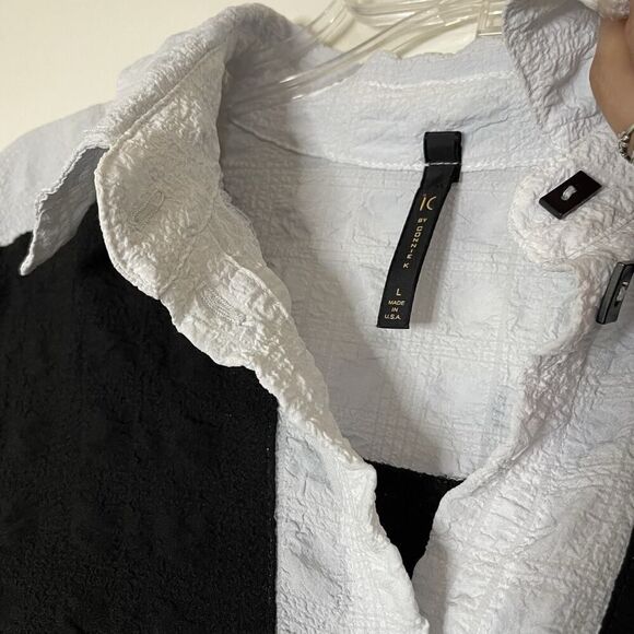 IC by Connie K crinkle long sleeve button down tunic size large - Picture 2 of 5